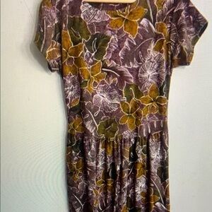 Hilo Hattie Floral Mini Dress - Brown and Green